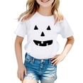 thumbnail image 4 of WhouRiu Girls Halloween Graphic Tees Kids Short Sleeve Crew Neck Tshirt Comfortable Cute Holiday Party T Shirts,3-4 Years, 4 of 5