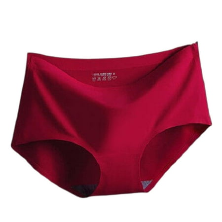 knqrhpse Seamless Underwear for Women No Show Underwear Women Spring/Summer Ice Silk Traceless Breathable Mid Waist Triangle Underwear Cotton Underwear Panties for Women Red 2XL
