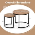 thumbnail image 2 of Nesting Coffee Table Set of 2, Round Stacking Side Tables w/Wooden Tabletop & Steel Frame, Space Saving Vintage End Tables for Living Room, Balcony, Office, Easy Assembly (Walnut), 2 of 9