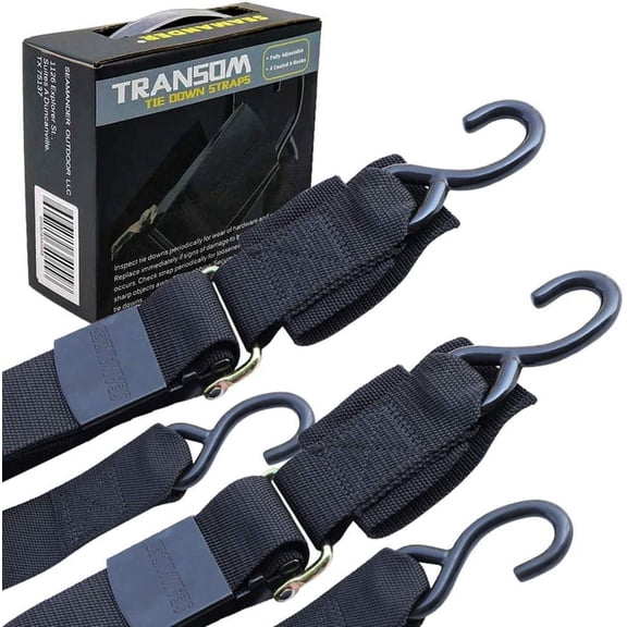 Seamander Velcro Marine Boat Trailer 2 In. Transom Tie-Down Straps, 2-Pack
