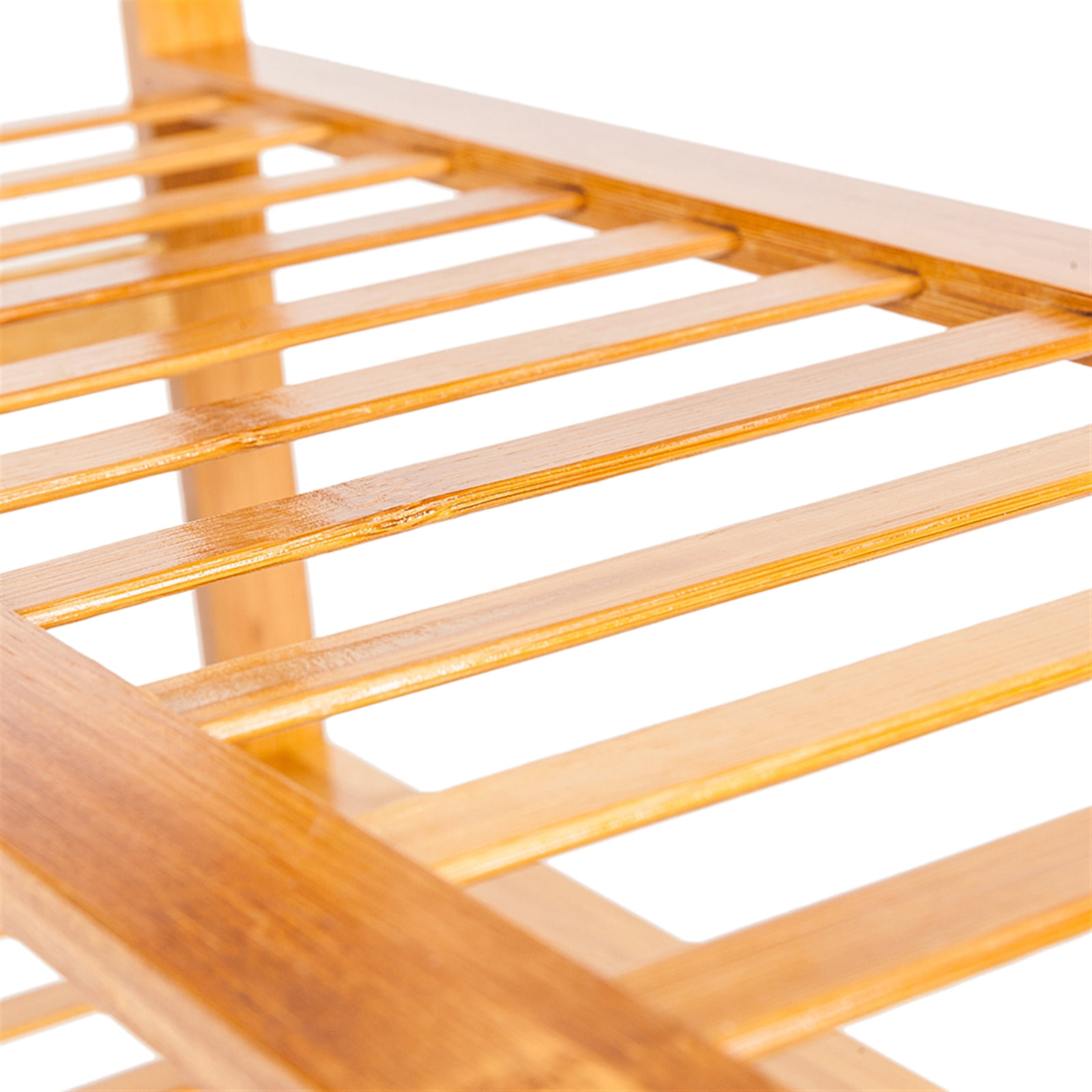 Concise 12-Batten 4 Tiers Bamboo Shoe Rack，Eco-Friendly and Adjustable Wood Color