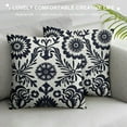 thumbnail image 3 of Nawypu  Navy Floral Throw Pillow Covers Blue and White Porcelain Pillow Covers  Bohemian Home Decor Pillow Case Chinoiserie Square Pillow Covers for Living Room Couch Patio, 3 of 5