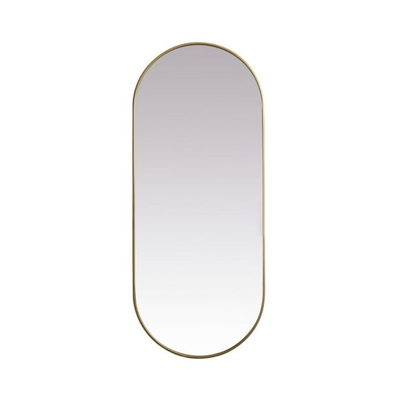 Elegant Decor Metal Frame Oval Mirror 30x72 Inch in Brass