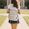 thumbnail image 2 of Fgnfyis Girls School Backpack Women Solid Color Stylish Lightweight Everyday Casual Large Capacity College Bookbag Kids Backpack White, 2 of 9