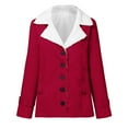 thumbnail image 3 of Usmixi Winter Fleece Coat for Women Plush Overcoat for Women Casual Solid Loose Button Down Lapel Outerwear Thickened Warm Long Sleeve Jacket Coat with Pocket Casual Fleece Coat, 3 of 4