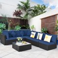 Gymax 7PCS Rattan Patio Conversation Set Sectional Furniture Set w