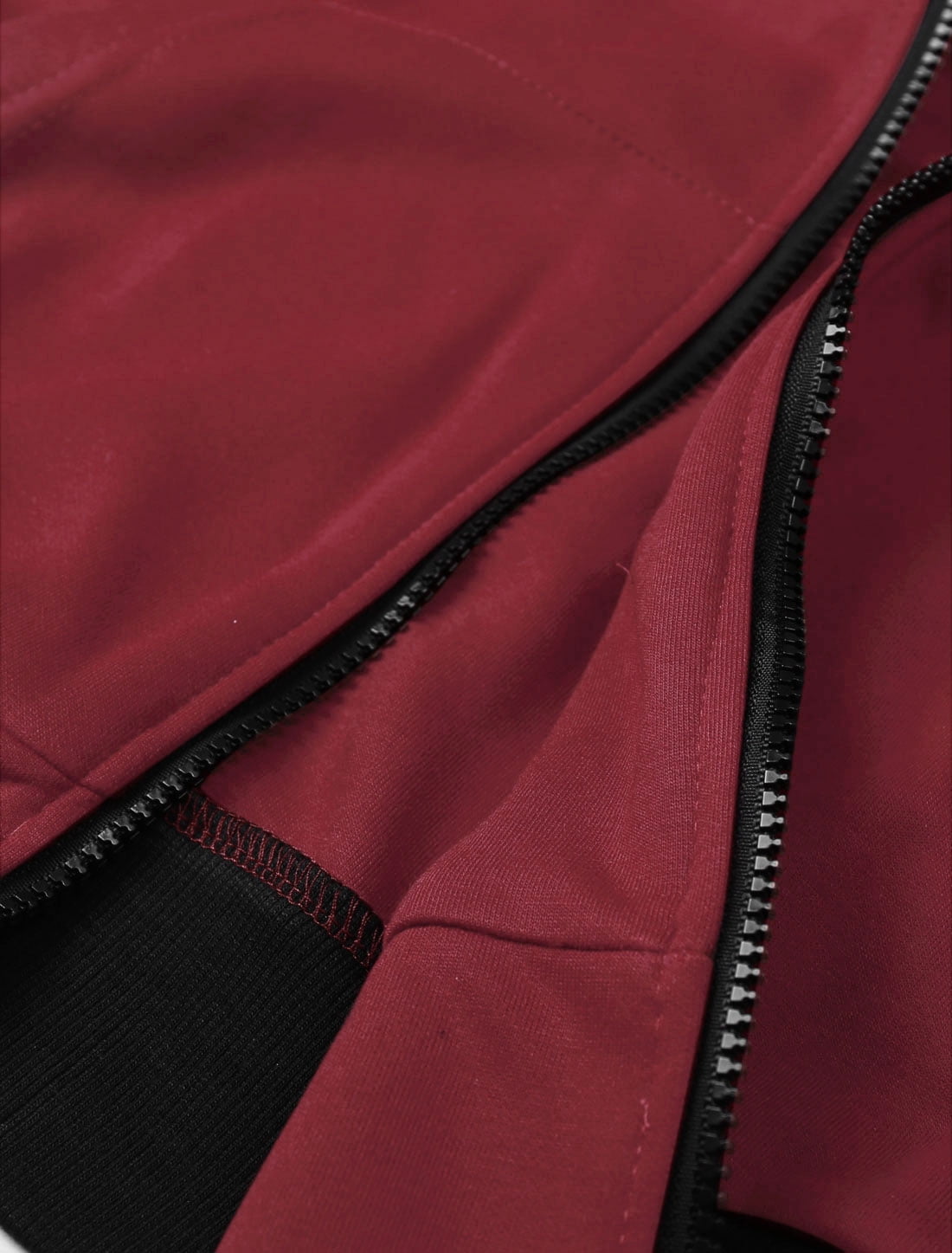Unique Bargains Men's Sleeveless Zip Up Drawstring Hooded Vest 46 Burgundy