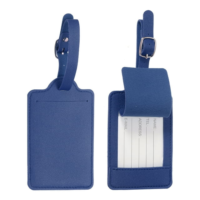 Etiquetas de equipaje Uxcell, etiquetas de equipaje de cuero PU, identificador de etiquetas para maletas, accesorios de protección de privacidad para equipaje, barcos, azul oscuro