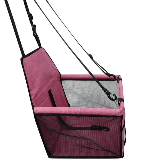 LAMIRO Small Dog Car Seat, Dog Car Booster Seat for Small Medium Dogs 5 - 20 lbs, Foldable Front Seat Safety, Breathable Mesh, Pink