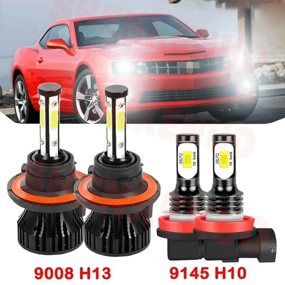 H13 9008 High&Low Beam for Chevrolet Camaro 2012-2013 LED Headlights H11 Fog Lights 4pcs