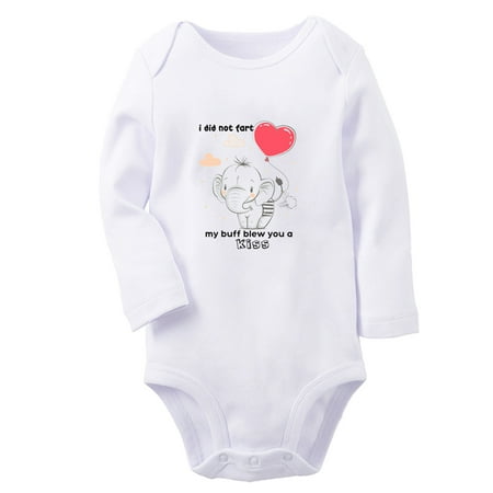 

iDzn® I Did Not Fart My Buff Blew You a Kiss Funny Rompers Newborn Baby Unisex Bodysuits Infant Jumpsuits Toddler Kids Long Sleeve Oufits (White 6-12 Months)