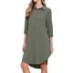 thumbnail image 1 of Vestido Camisa de Botones INSPIRE CHIC para Mujer, Casual, de Manga 3/4, Camisas con Cuello, Vestidos Livianos, Color Verde Oliva, 1 of 6