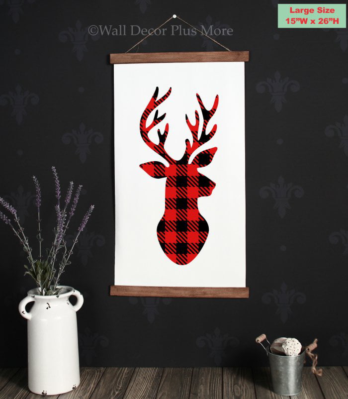 Log Cabin decor moose lover card Antlers Buffalo Plaid Moose Greeting Card checkered print Outdoor Woodsy cabin Red and Black Moose