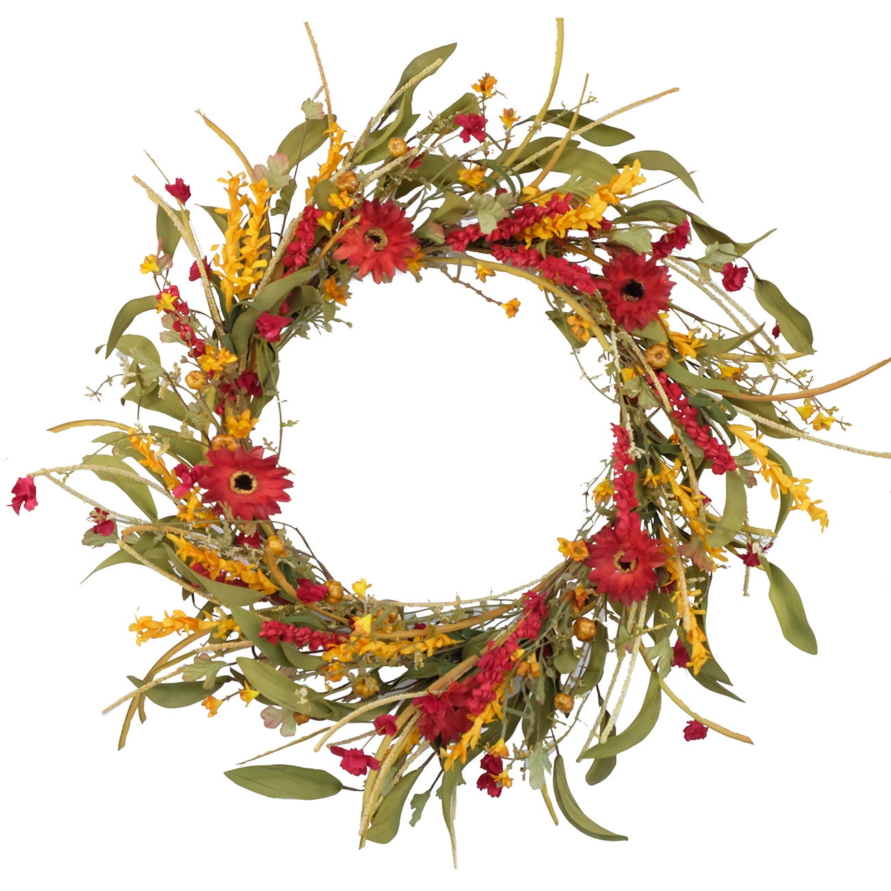 20inch Fall Daisy Chrysanthemum Flowers Wreath for front door, Autumn floral Daisy wreath for