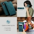 thumbnail image 4 of Dteck Wallet Case for iPhone 15 Pro, Handmade Retro Durable Soft PU Leather Magnetic Closure Flip Anti-Fall Shockproof Case with Kickstand and Card Slots Protective Cover for iPhone 15 Pro, Blue, 4 of 6