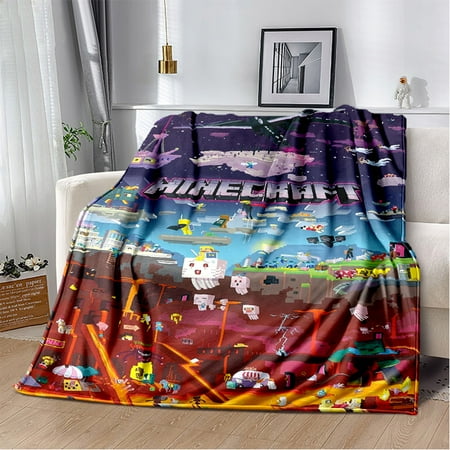 Soft and Warm M-Minecraft Blanket Featuring My World Sandbox Game Characters 3D Print Fleece Throw Blanket