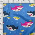 thumbnail image 3 of oneOone Georgette Viscose Medium Blue Fabric Shark Print Kids Fabric For Sewing Printed Craft Fabric By The Yard 42 Inch Wide, 3 of 6
