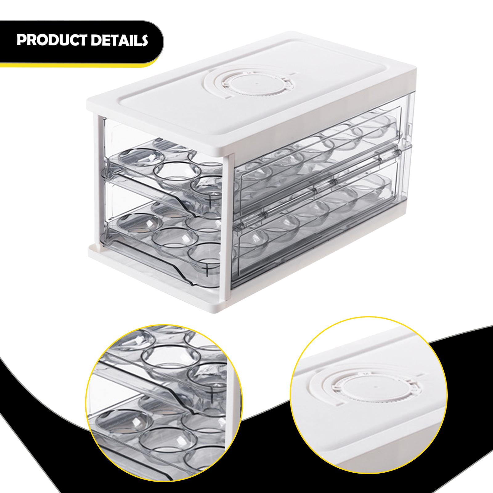 Drawer Type Egg Holder Egg Storage Box Egg Organizer Tray Double Layer Structure for Kitchen Pantry Cabinet