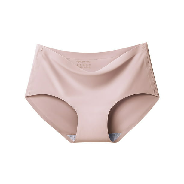 LUXUR Ladies Underwear Seamless Panties Solid Color Thongs Soft Lingerie  Mid Waist Bikini Briefs Shallow coffee XL