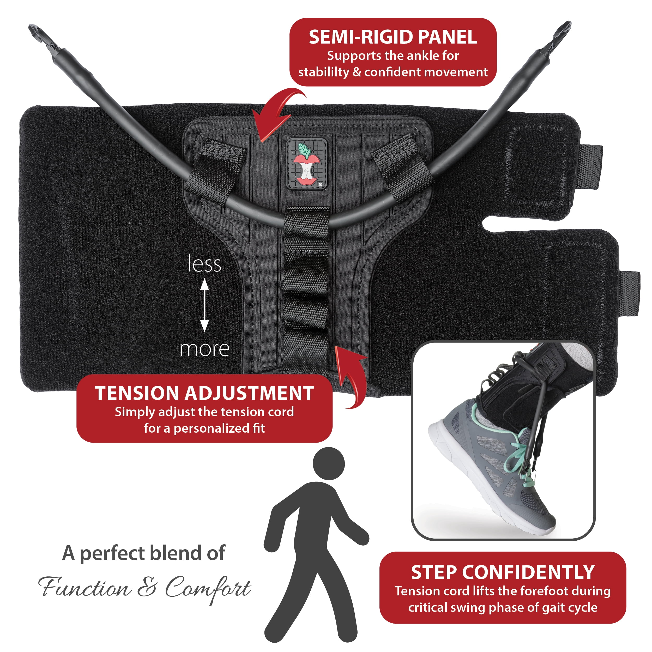 Core Products FootFlexor Foot Drop Brace - Soft Ankle Foot Orthosis (AFO) for Walking Support - Drop Foot Brace for Men & Women, XSmall/Small