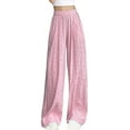 thumbnail image 2 of Diufon Womens Silk Wide Leg Pants Trendy Polka Dot Lounge Pants Elastic High Waist Trousers, 2 of 4
