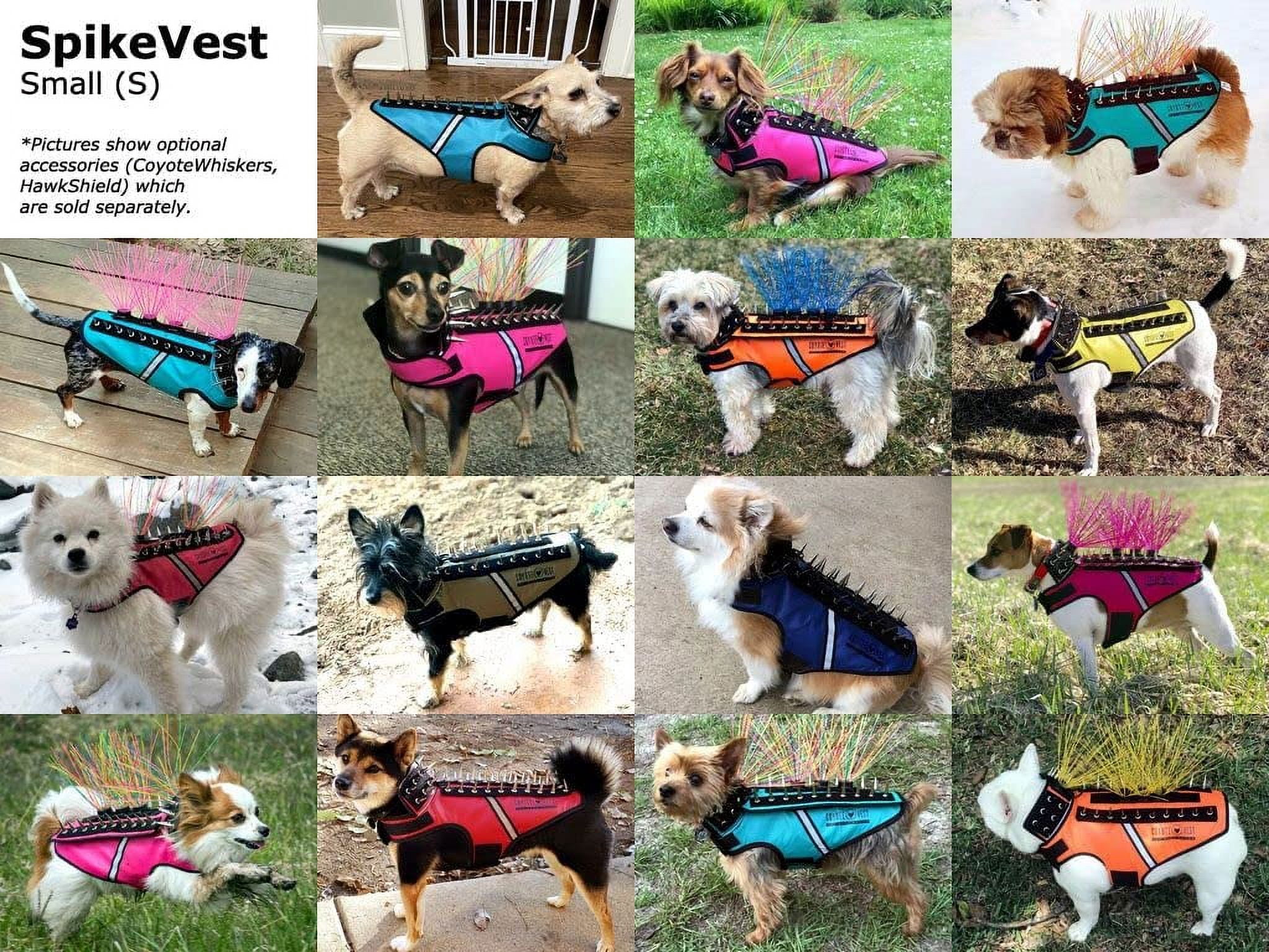 CoyoteVest SpikeVest (Small - Neon Pink) Dog Harness Vest for Small Dogs, Reflective Dog Vest with Spikes to Shield Your pet from Coyotes, Raptor and Animal Attacks, Anti Hawk Vest, Made in USA