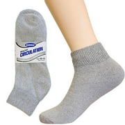 ALLTOPBARGAINS 3 Pair Diabetic Ankle Quarter Crew Socks Grey Cotton Men Women Circulatory 10-13