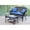 Blue, variant on Espresso Wicker Patio Love Seat And Coffee Table Set With Blue Cushion