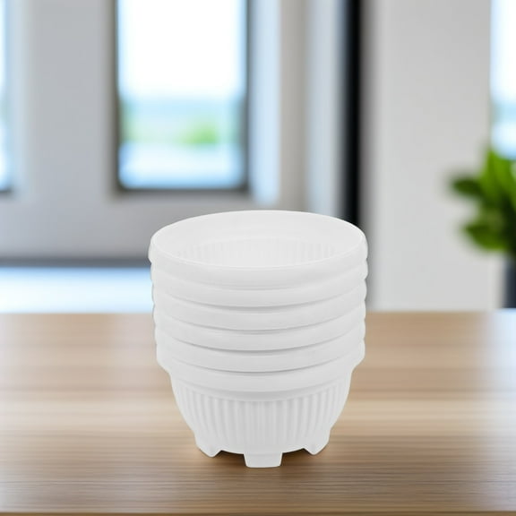 Milisten 6Pcs White Shallow Plastic Flower Planter Pots Versatile Indoor Outdoor Garden Containers