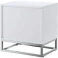 thumbnail image 5 of Sibylla White Chrome Side Table - 2 Drawers, Glossy Handle, Stainless Steel Polished Base, 5 of 8