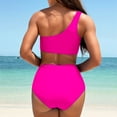 thumbnail image 5 of UTSJKR Two Piece Bikini Set for Women Plus Size Cutout One Shoulder High Waisted Bikini Bathing Suit Full Coverage Swimsuit Hot Pink XXL, 5 of 5