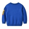 thumbnail image 3 of Toddler Baby Cable Knit Sweater for Boys Girls Long Sleeve Crewneck Fine Engine Print Pullover Sweatshirt Fall Winter Blue 3-4Y, 3 of 5