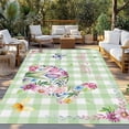 thumbnail image 2 of Easter Bunny Outdoor Rug for Patio/Deck/Porch, Non-Slip Large Area Rug 5 x 7 Ft, Spring Flower Daisy Tulips Green Checkered Indoor Outdoor Rugs Washable Area Rugs, Camping Rug Carpet Runner, 2 of 8