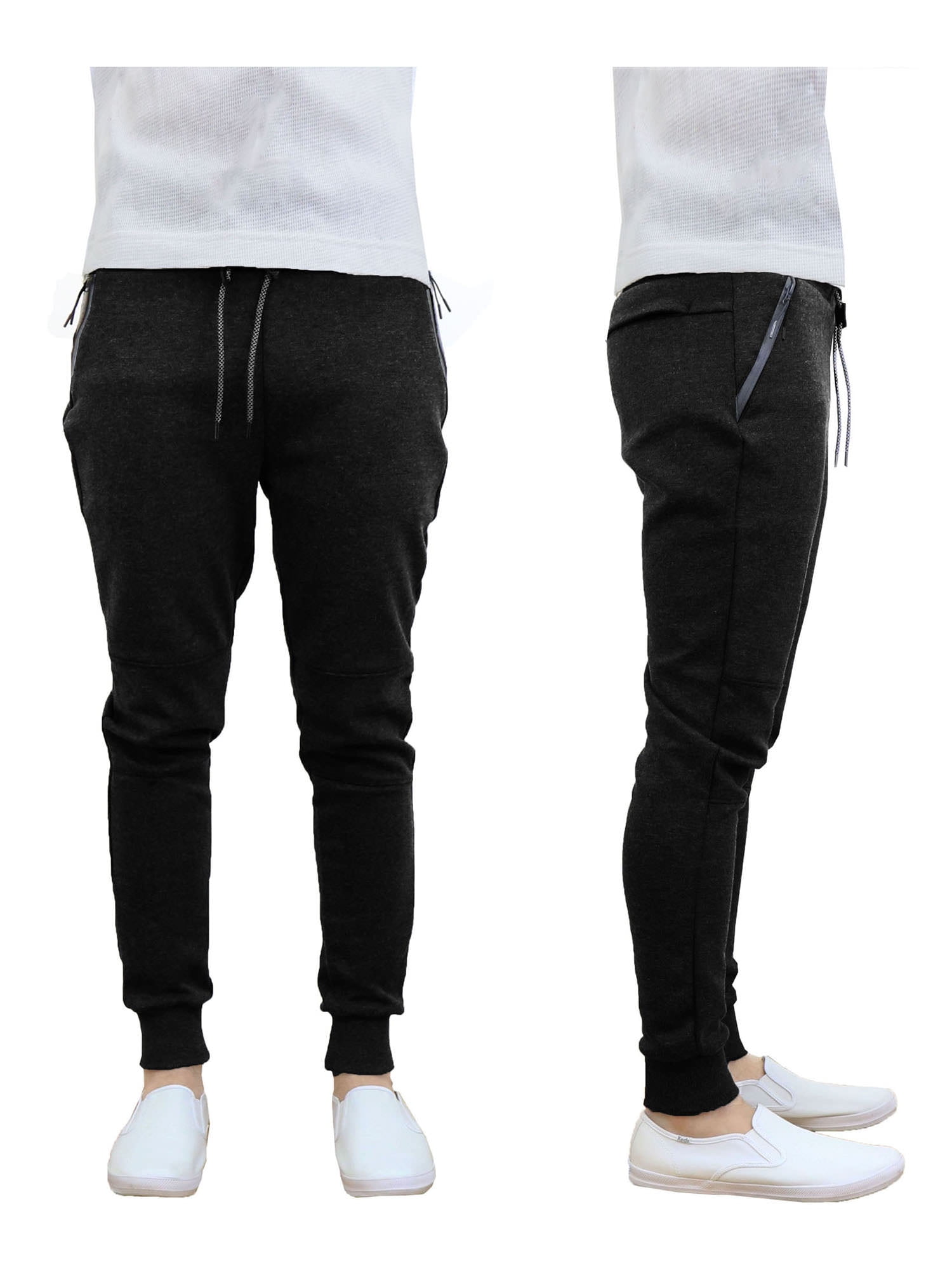 black joggers with zip pockets