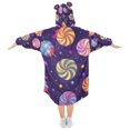 thumbnail image 2 of FORMRS Wearable Blanket Hoodie with Sleeves for Kids Cozy Flannel Sweatshirt, Candy Cosmic Swirls, 2 of 7
