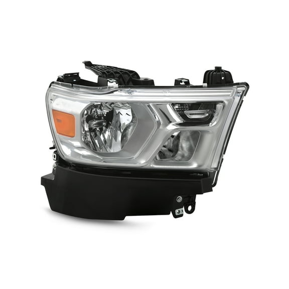 AKKON - Fits 2019-2020 RAM 1500 Pickup Truck [Halogen Type] Headlight w/ Chrome Bezel Headlamp Passenger Right Side Replacement