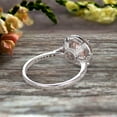 thumbnail image 5 of Surprisingly 1.75 Carat Morganite Engagement Ring On 10k White Gold Anniversary Ring With Float Halo Claw Prongs Promise Ring 6mm Round Cut Gemstone, 5 of 5
