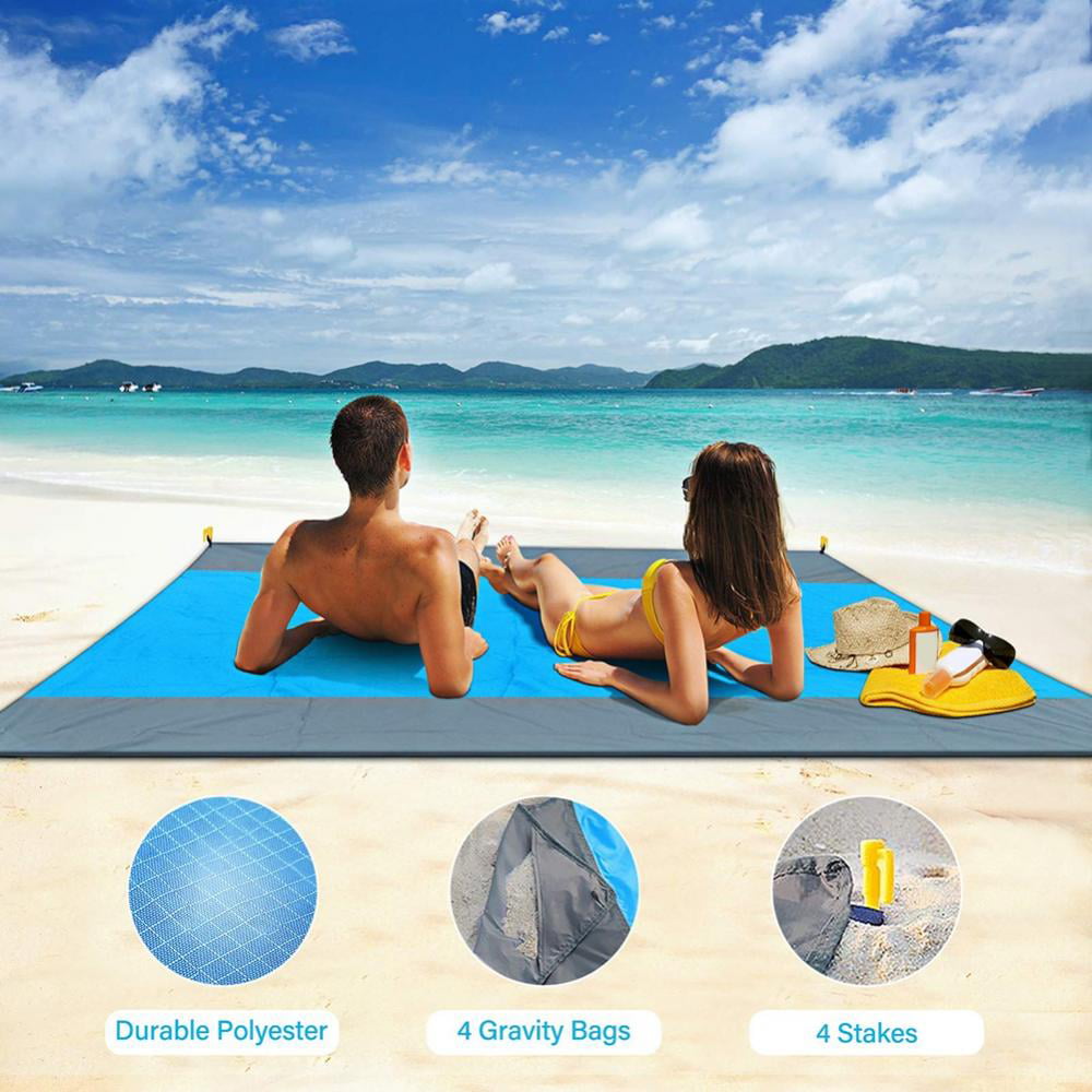Details about  / Beach Blanket  Anti Sand Waterproof Sand Mat Pocket Blanket for Picnic Camping