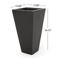 thumbnail image 4 of Modern Outdoor Cast Stone Planter with Tapered Design for Patio and Garden, Lightweight Concrete Construction, Black Finish, 13 Inch Small Planter for Plants and Flowers, 4 of 9