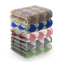 Hand Towels 5 Pack - Cotton Face Towels Soft, Absorbent, and Decorative checkered hand towels for Bathroom, Kitchen, Gym, and Spa, 35 * 72.5CM