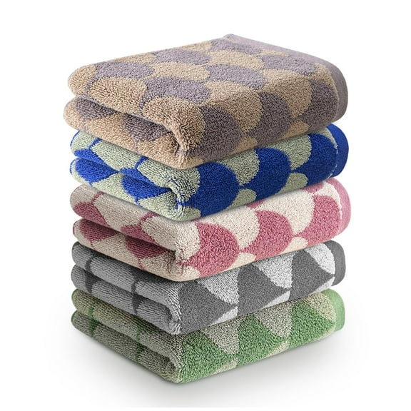 Hand Towels 5 Pack - Cotton Face Towels Soft, Absorbent, and Decorative checkered hand towels for Bathroom, Kitchen, Gym, and Spa, 35 * 72.5CM