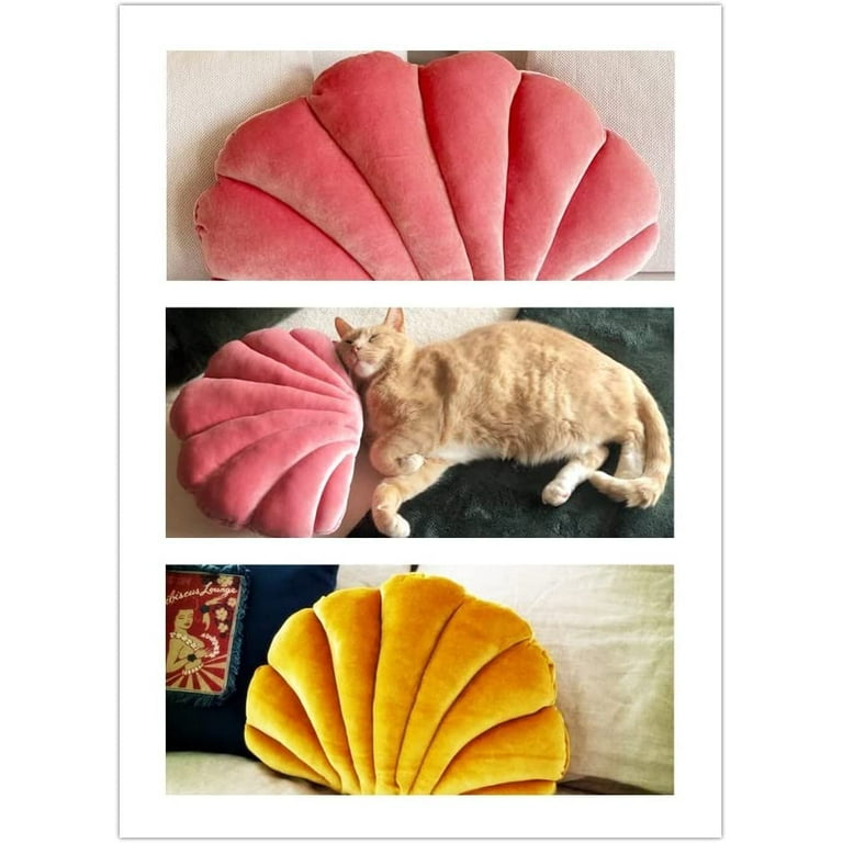DOBUONO Shell Pillows Princess Seashell Decorative Pillow Coastal  Decor,Aesthetic Preppy Pillow Accent 3D Throw Pillows Shell Soft Velvet for  Couch
