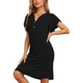 thumbnail image 4 of INSPIRE CHIC Women's Pajamas V-Neck Nightshirt Loungewear Ruffle Short Sleeve Nightgowns S Black, 4 of 4