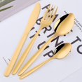 thumbnail image 4 of Gold Silverware Set, BuyGo 24-Piece Stainless Steel Camping Flatware Dinnerware Set for 6, Hand Polish, Dishwasher Safe, 4 of 4