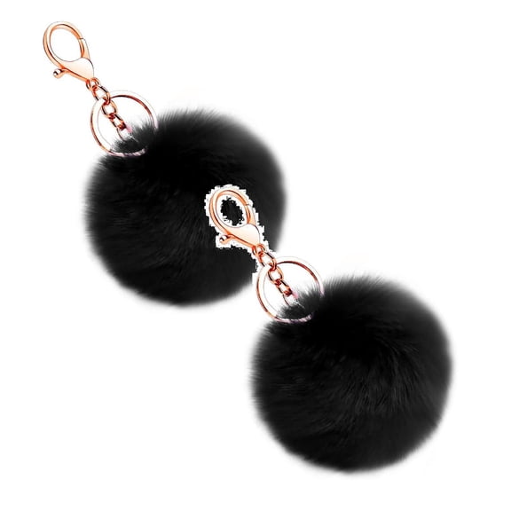2 Pcs Keychain,Faux Fur Puff Ball Keychain,Pom Keychain,Soft Cute Plush Ball Key Ring,Artificial Soft Fur Ball Keychain Accessories Car Bag Pendant Charm,Purse Pendant,Backpack Charms,A
