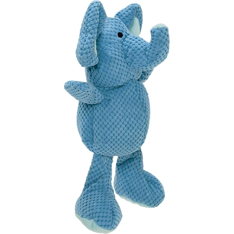 goDog Checkers Squeaky Elephant Plush Toy for Puppies, Chew Guard