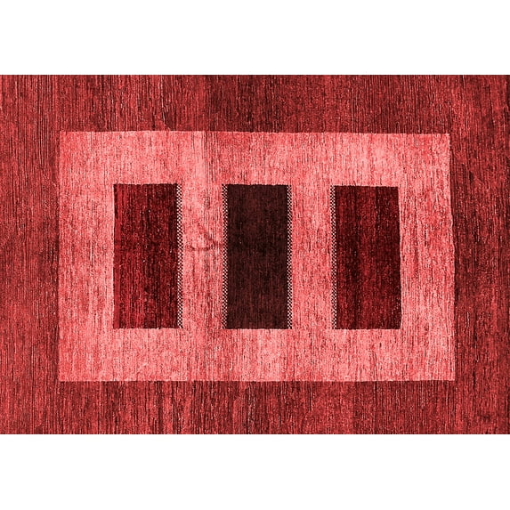 Ahgly Company Indoor Rectangle Abstract Red Modern Area Rugs, 3' x 5'