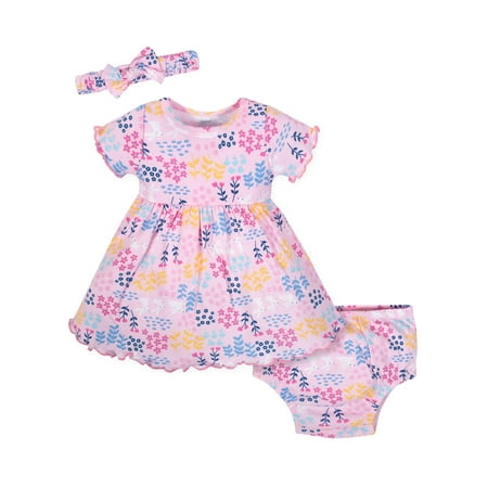 - Dress with Diaper Cover and Headband Outfit Set, 3pc (Baby Girls)