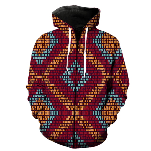 Sudadera con capucha y cremallera para hombre, diseño de mapa de tribus primitivas étnicas, primavera, con estampado 3D, informal, gran oferta 2024