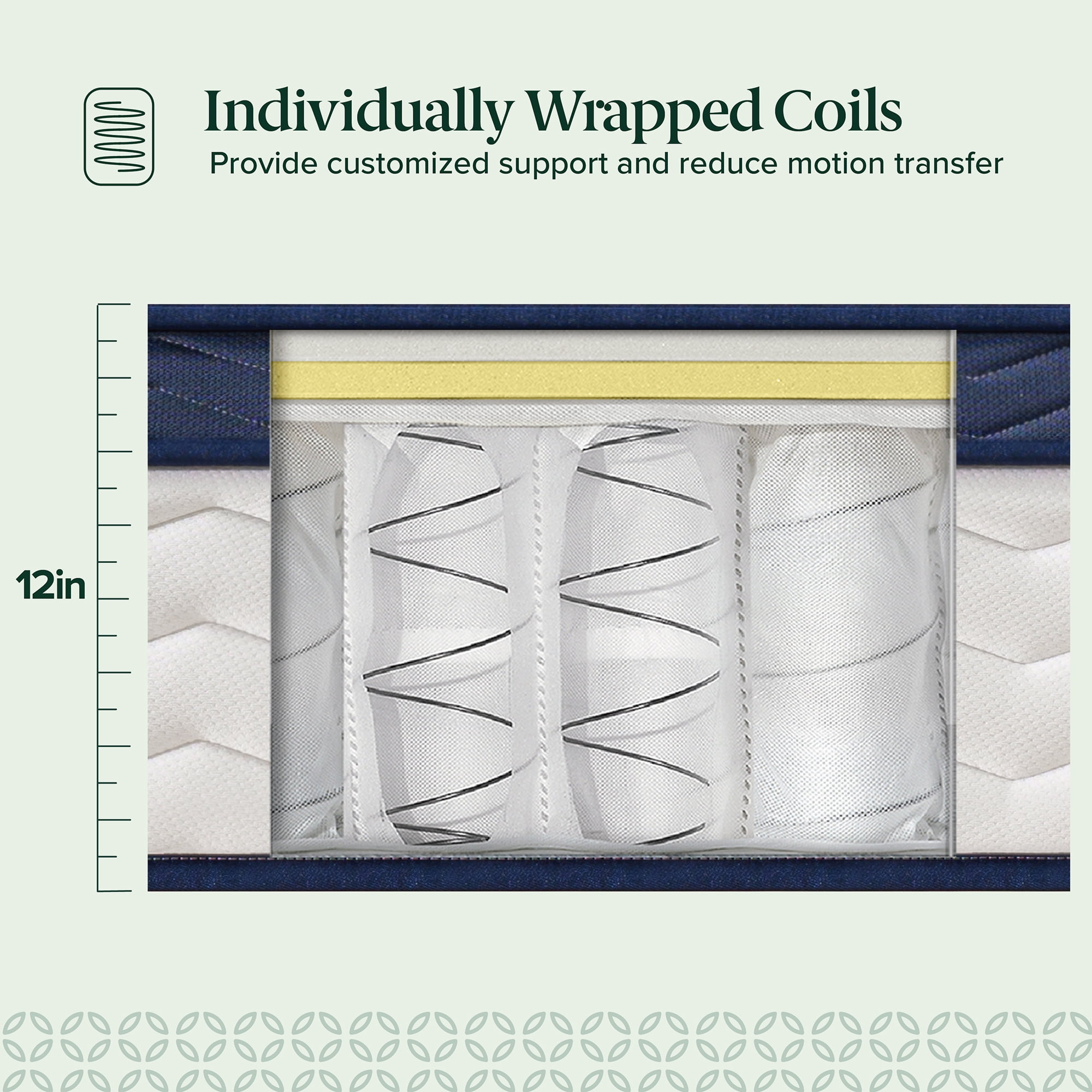 Zinus 12" Pocket Coil Euro Top Hybrid Mattress, Queen